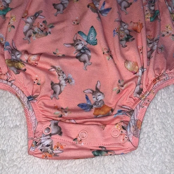 NWT Posh Peanut Betty Spaghetti Strap Bubble Romper 3-6M Bunny Rabbit - Picture 5 of 5